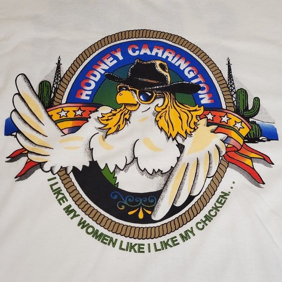 Vintage 90s Comedian Rodney Carrington Deadstock Tshirt XL White Single Stitch - Picture 4 of 8